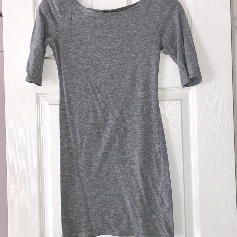 FASHION NOVA - 3/4 Sleeve Mini Dress, Gray, Size Small